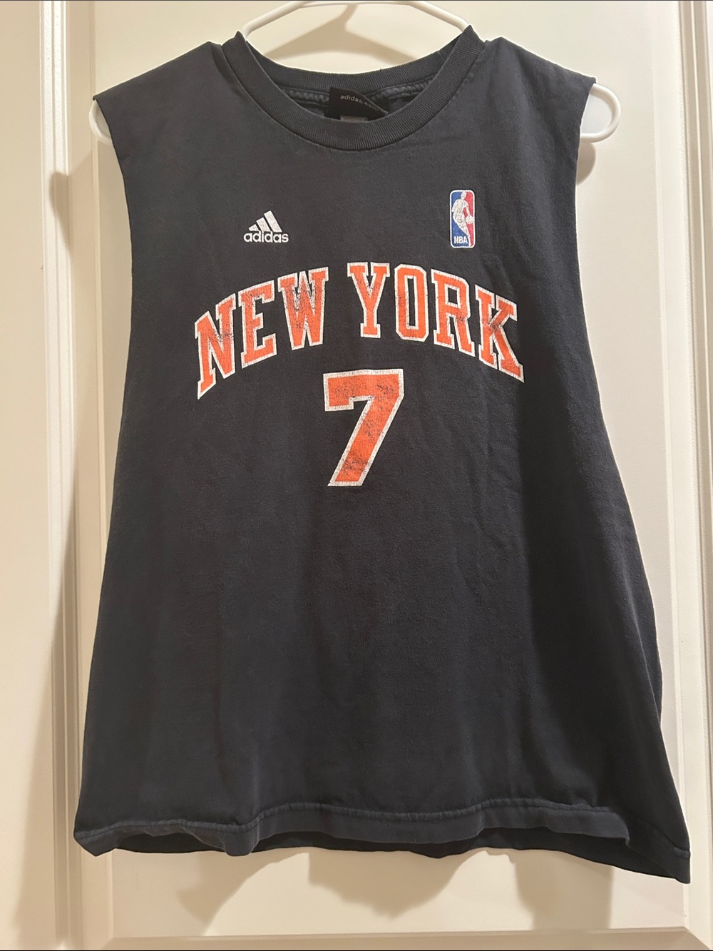 Adidas Vintage Carmelo Anthony NewYork Knicks #7 Black Cut Off Tee Tank Youth XL
